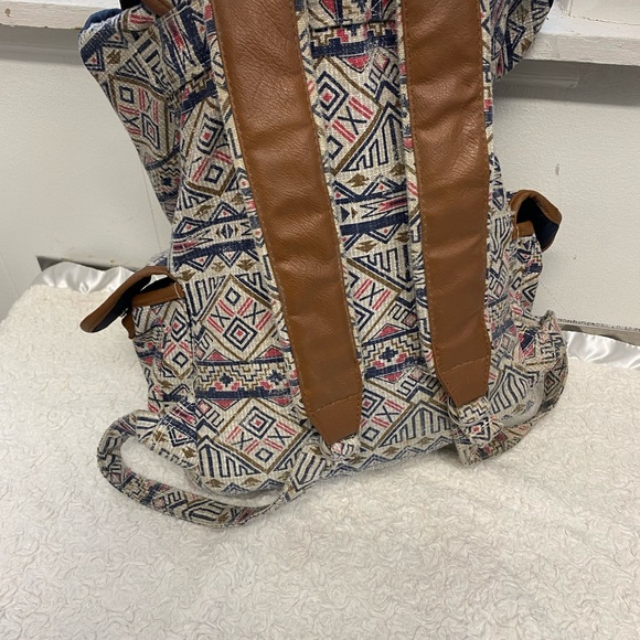 Mudd Tribal school bag Table and Tower Aztec Navy Pink Brown - Picture 5 of 8